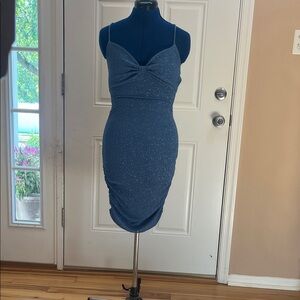 Lovely Day Glittery Blue Mini Dress